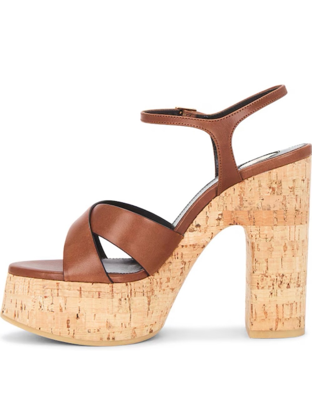 Saint Laurent Bianca , Brown Leather Cork Platform Sandals - Picture 7 of 7